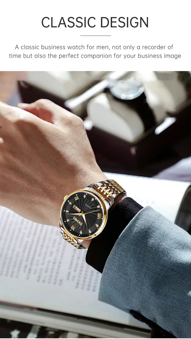SKMEI Creative Fashion Design Waterproof Time Quartz Watch Business Watch For Men Women Luxury Date Week Wristwatch Reloj Hombre