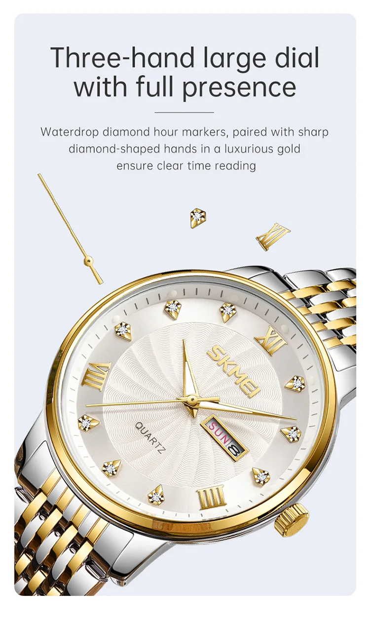 SKMEI Creative Fashion Design Waterproof Time Quartz Watch Business Watch For Men Women Luxury Date Week Wristwatch Reloj Hombre