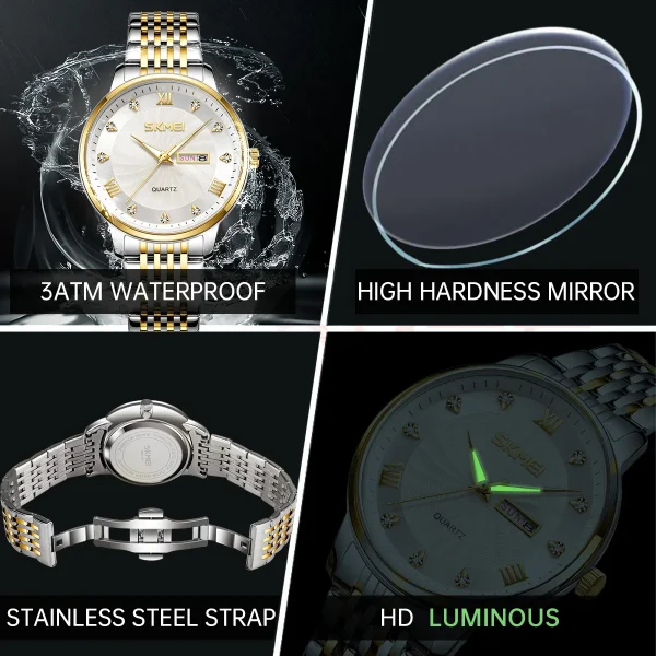 Skmei 7071 Classic Business Watch with Day-Date Display for Men and Women (3ATM Waterproof) - Image 4