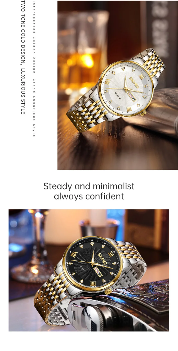SKMEI Creative Fashion Design Waterproof Time Quartz Watch Business Watch For Men Women Luxury Date Week Wristwatch Reloj Hombre
