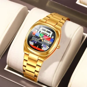 Skmei 9375 Retro Square Dial Quartz Watch with Week Date Display for Men Women Business (30M Waterproof)