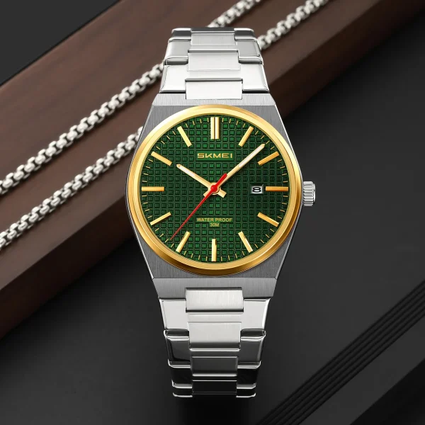 Skmei 9396 Classic Quartz Dress Watch for Men and Women with Date (30M Waterproof) - Image 4