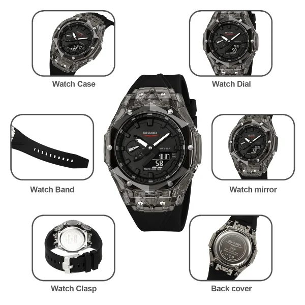 Skmei 2411 Multifunction Digital Sports Watch with World Time and 5 Alarms (50M Waterproof) - Image 4