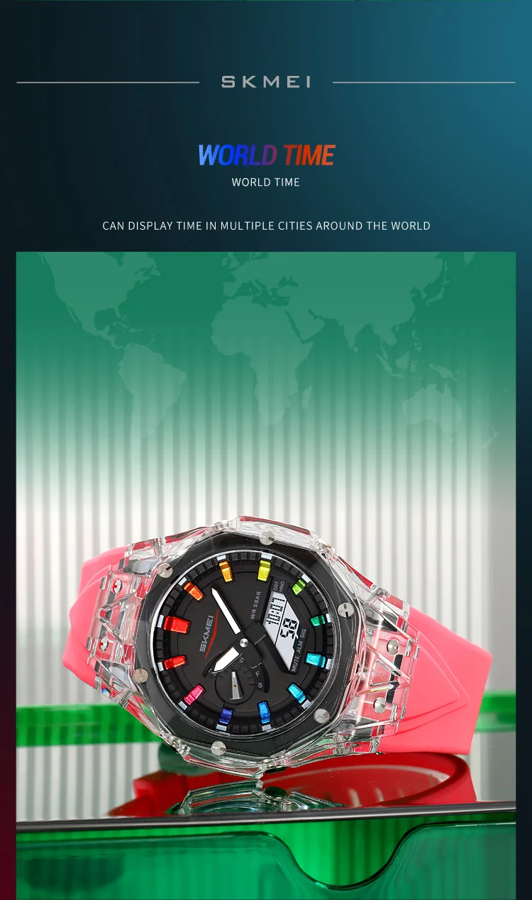 SKMEI Male Creative 5 Alarm Digital Watches Sports Watch For Men Women Waterproof World Time Electronics Wristwatch Reloj Hombre