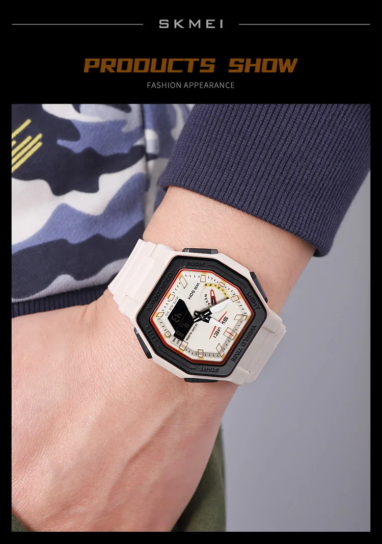SKMEI Creative Luminous Display Digital Electronics Watch Sports 5 Alarm Watches For Men Women Waterproof World Time Wristwatch