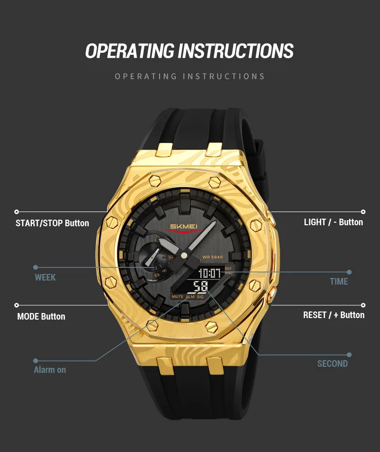 SKMEI Creative Daylight Saving Time Digital Watch Sport Watch For Men Women Waterproof Electronic 5Alarm Wristwatch Reloj Hombre