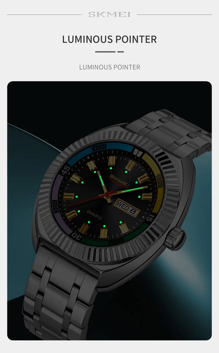 SKMEI Creative Luxury Luminous Pointer Quartz Movement Watches Fashion Design Waterproof Time Week Date Wristwatch For Men Women