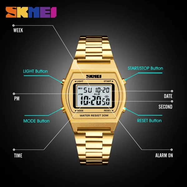 Skmei 1328 Multifunction Digital Sports Watch with Chronograph and Alarm (30M Waterproof) - Image 4