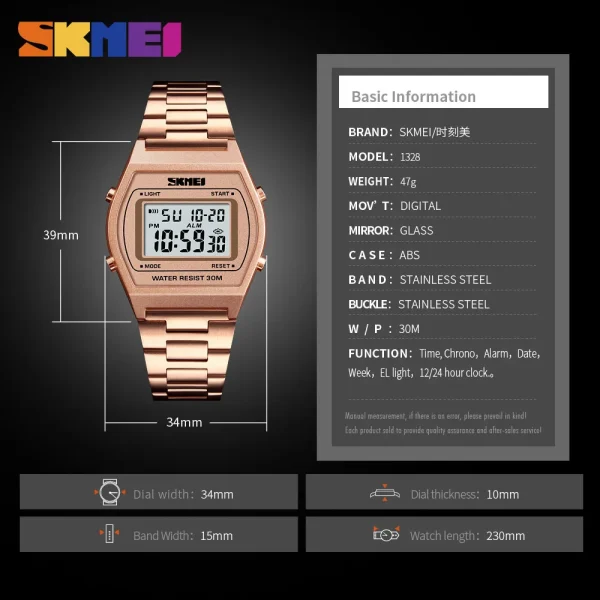 Skmei 1328 Multifunction Digital Sports Watch with Chronograph and Alarm (30M Waterproof) - Image 6
