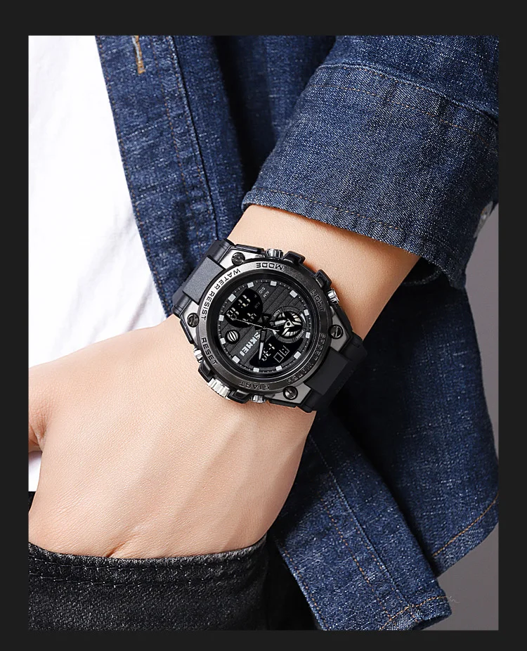 SKMEI Waterproof Multifunction Chrono Watch Double Display Digital Wristwatches For Men Back Light Creative Watches reloj hombre