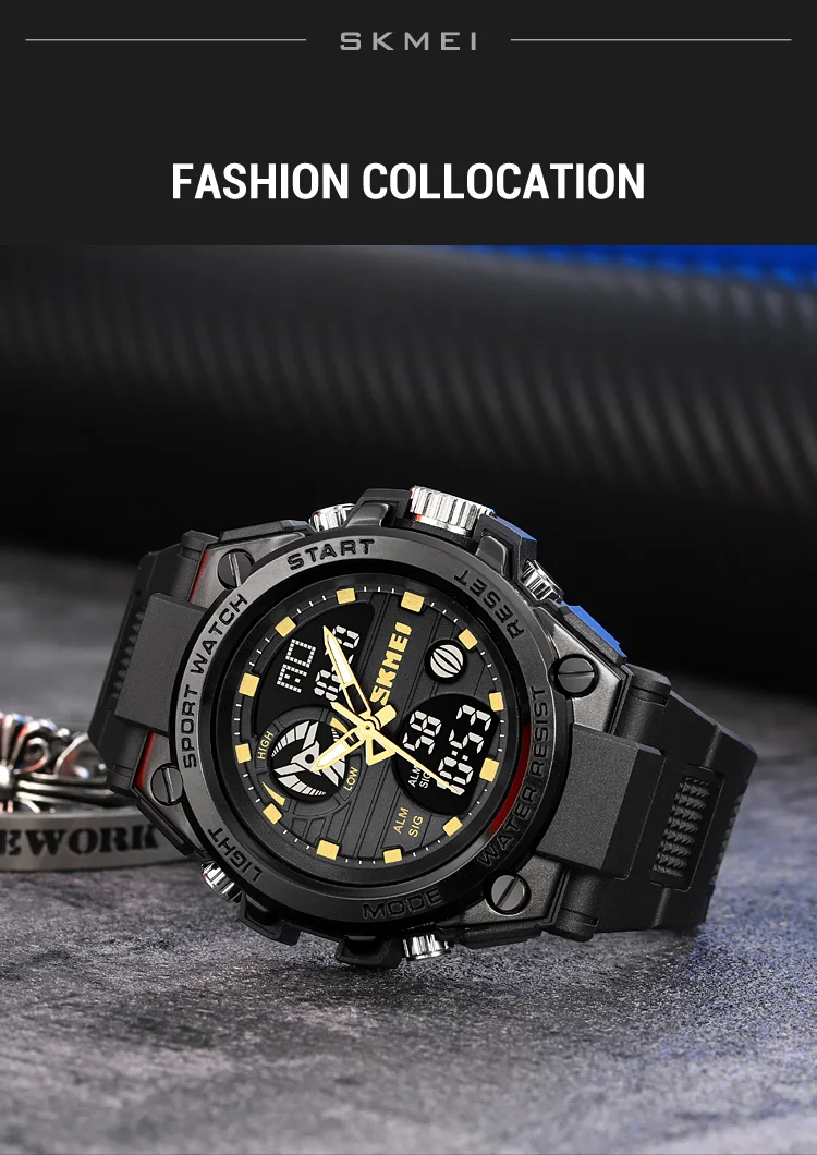 SKMEI Waterproof Multifunction Chrono Watch Double Display Digital Wristwatches For Men Back Light Creative Watches reloj hombre