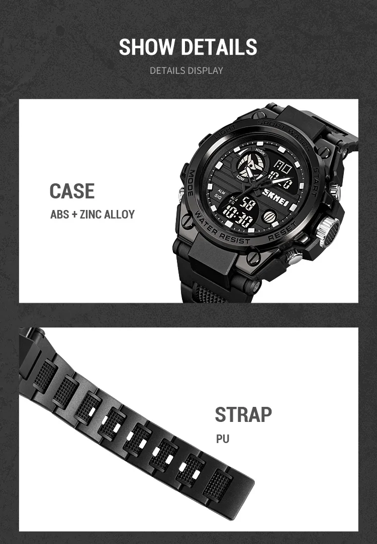 SKMEI Waterproof Multifunction Chrono Watch Double Display Digital Wristwatches For Men Back Light Creative Watches reloj hombre