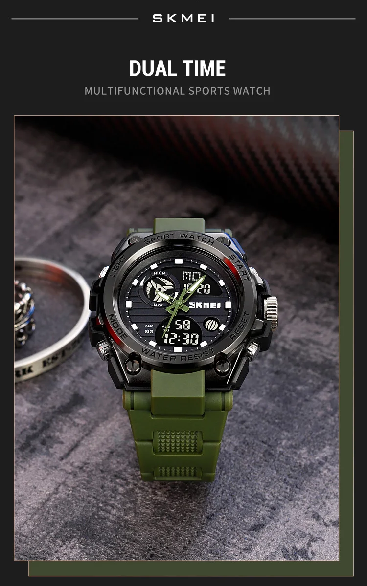 SKMEI Waterproof Multifunction Chrono Watch Double Display Digital Wristwatches For Men Back Light Creative Watches reloj hombre