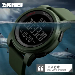 Skmei 1257 Multifunction Digital Sports Watch with Dual Time and Alarm (50M Waterproof)