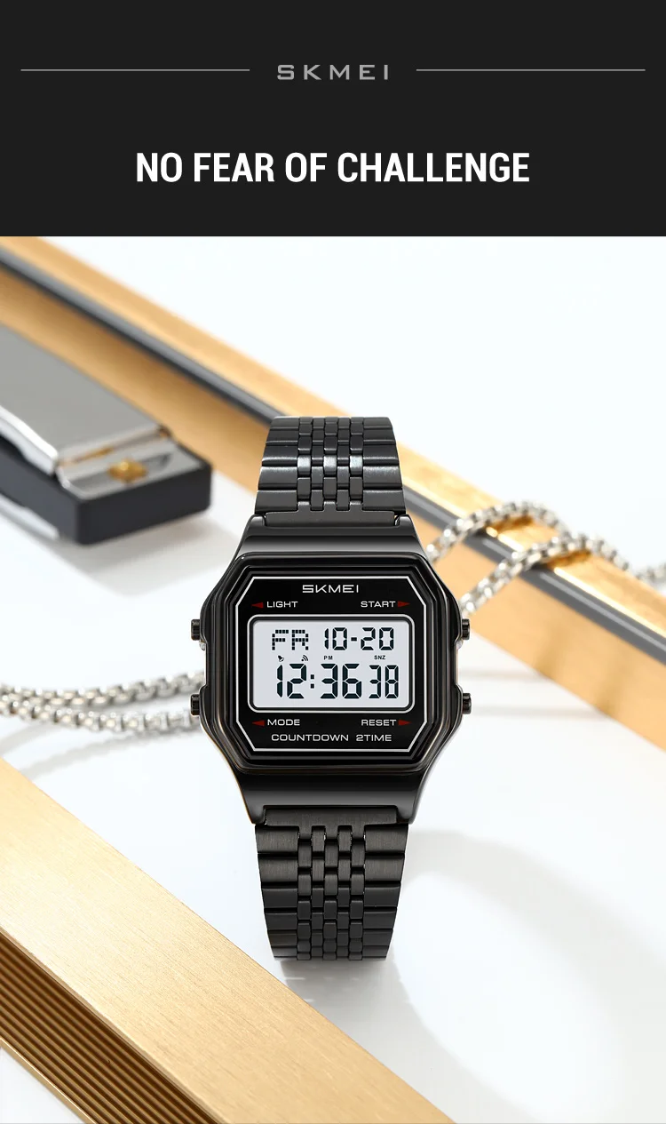 SKMEI 2465 Stainless Steel Waterproof Luxury Digital Watch for Men Electronic Mens Wristwatches LED Display Sport Reloj Hombre SKMEI 2465 Stainless Steel Waterproof Luxury Digital Watch for Men Electronic Mens Wristwatches LED Display Sport Reloj Hombre
