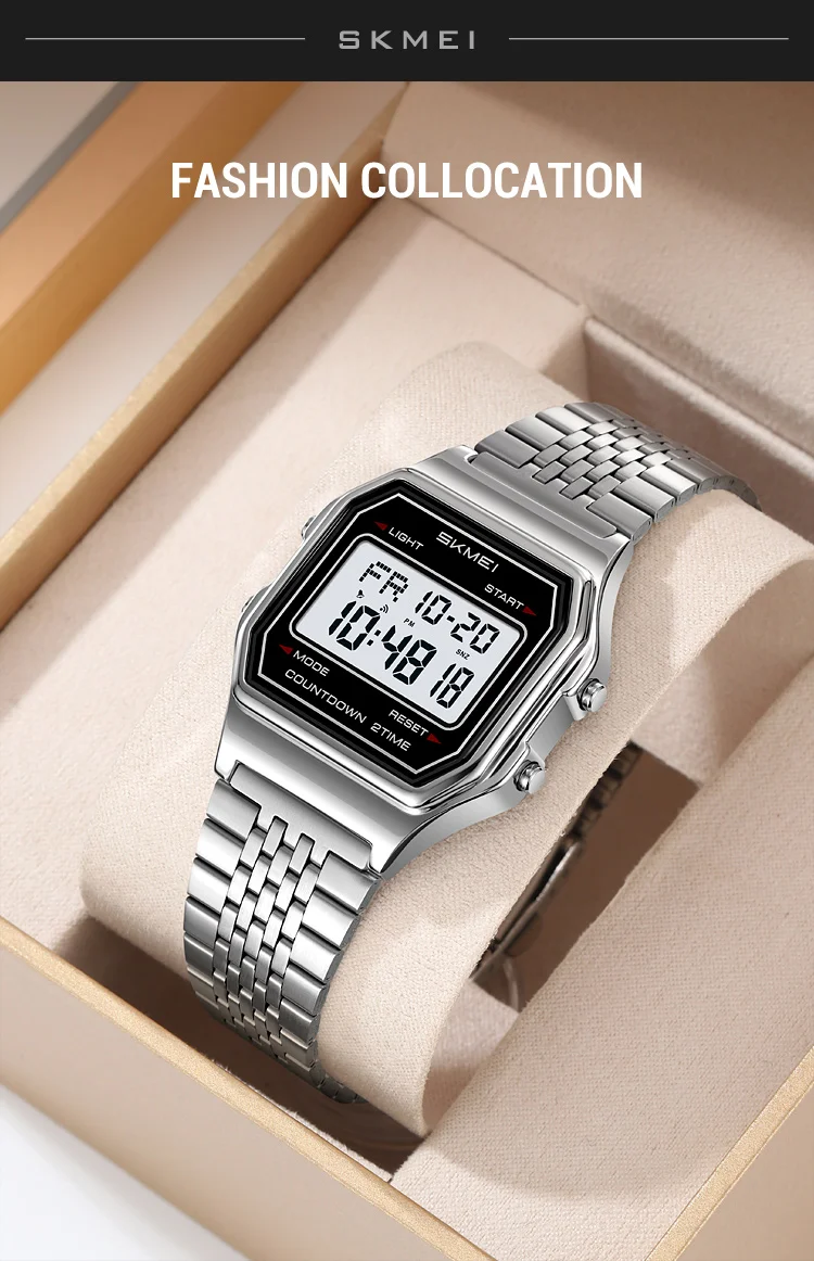 SKMEI 2465 Stainless Steel Waterproof Luxury Digital Watch for Men Electronic Mens Wristwatches LED Display Sport Reloj Hombre SKMEI 2465 Stainless Steel Waterproof Luxury Digital Watch for Men Electronic Mens Wristwatches LED Display Sport Reloj Hombre