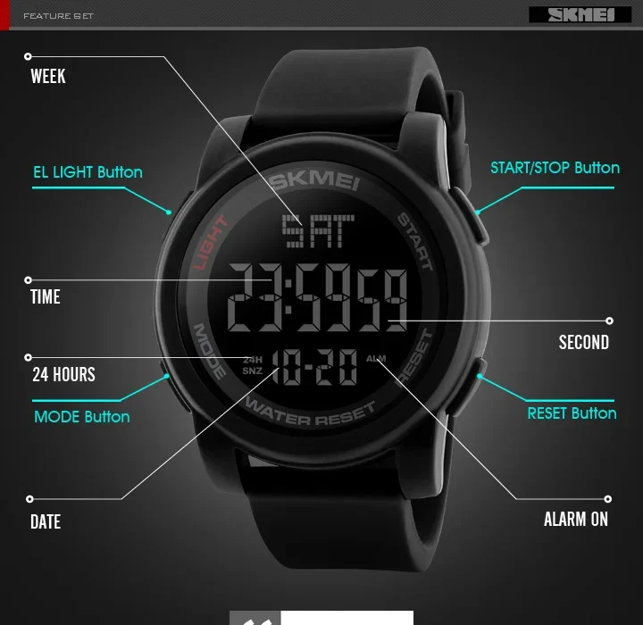 SKMEI 1257 Military Sport Digital Watch for Men LED Display Waterproof Electronics Mens Wristwatch Alarm Clock 1142 Reloj Hombre SKMEI 1257 Military Sport Digital Watch for Men LED Display Waterproof Electronics Mens Wristwatch Alarm Clock 1142 Reloj Hombre