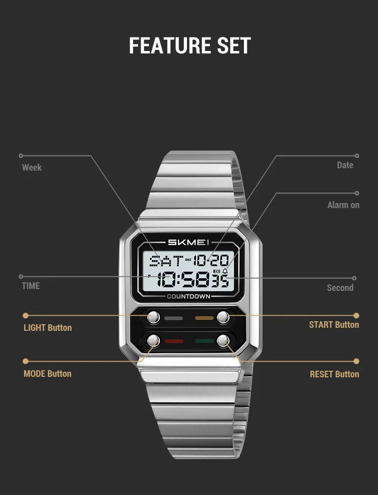 SKMEI 2448 Luxury Stainless Steel Digital Watch for Men Waterproof Countdown Shockproof Mens Wristwatches Relojes Para Hombre SKMEI 2448 Luxury Stainless Steel Digital Watch for Men Waterproof Countdown Shockproof Mens Wristwatches Relojes Para Hombre
