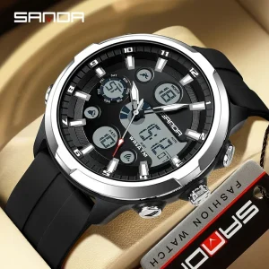 SANDA 9053 Military Digital Quartz Watch with Dual Display, Alarm and Luminous Feature (50M Waterproof)