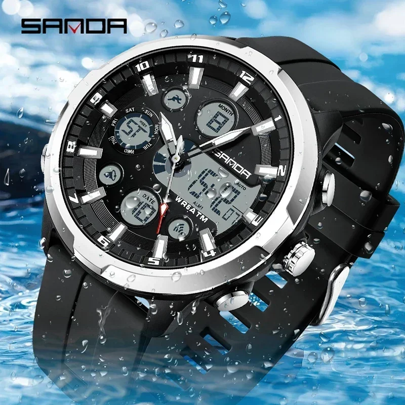 SANDA 9053 Military Digital Quartz Watch with Dual Display, Alarm and Luminous Feature (50M Waterproof) SANDA 9053 Military Digital Quartz Watch with Dual Display, Alarm and Luminous Feature (50M Waterproof) - Image 4