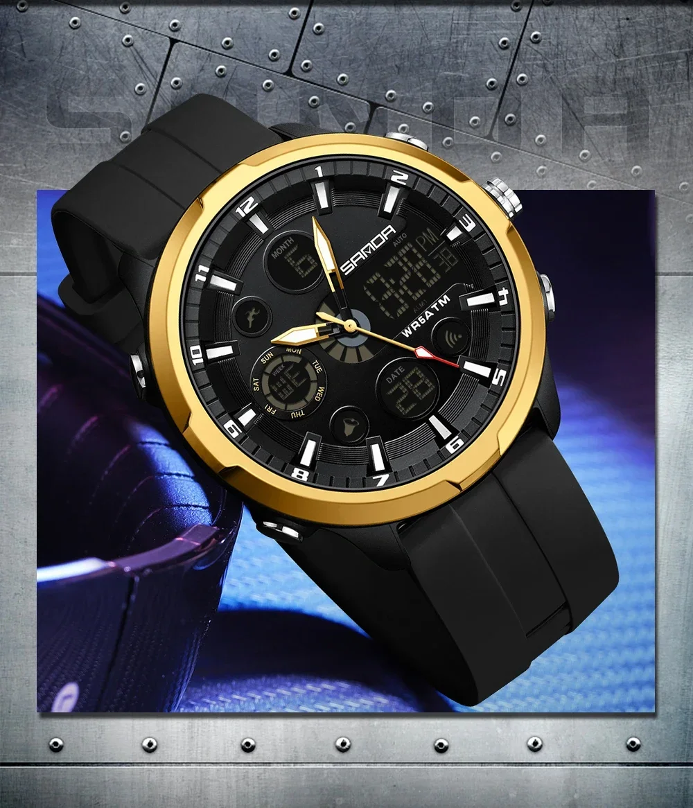 SANDA 9053 Military Waterproof LED Dual Display Digital Quartz Mens Wristwatches Sports Shockproof Watch for Men Luminous Alarm SANDA 9053 Military Waterproof LED Dual Display Digital Quartz Mens Wristwatches Sports Shockproof Watch for Men Luminous Alarm