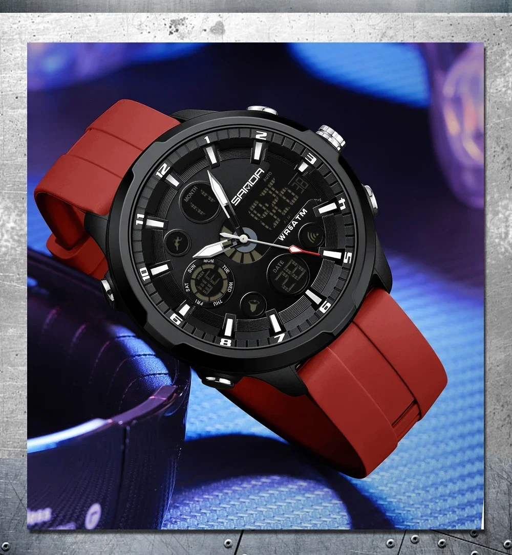 SANDA 9053 Military Waterproof LED Dual Display Digital Quartz Mens Wristwatches Sports Shockproof Watch for Men Luminous Alarm SANDA 9053 Military Waterproof LED Dual Display Digital Quartz Mens Wristwatches Sports Shockproof Watch for Men Luminous Alarm