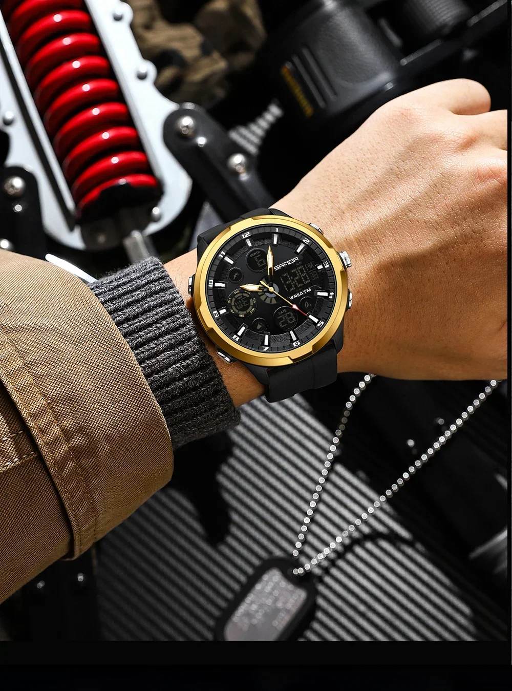 SANDA 9053 Military Waterproof LED Dual Display Digital Quartz Mens Wristwatches Sports Shockproof Watch for Men Luminous Alarm SANDA 9053 Military Waterproof LED Dual Display Digital Quartz Mens Wristwatches Sports Shockproof Watch for Men Luminous Alarm