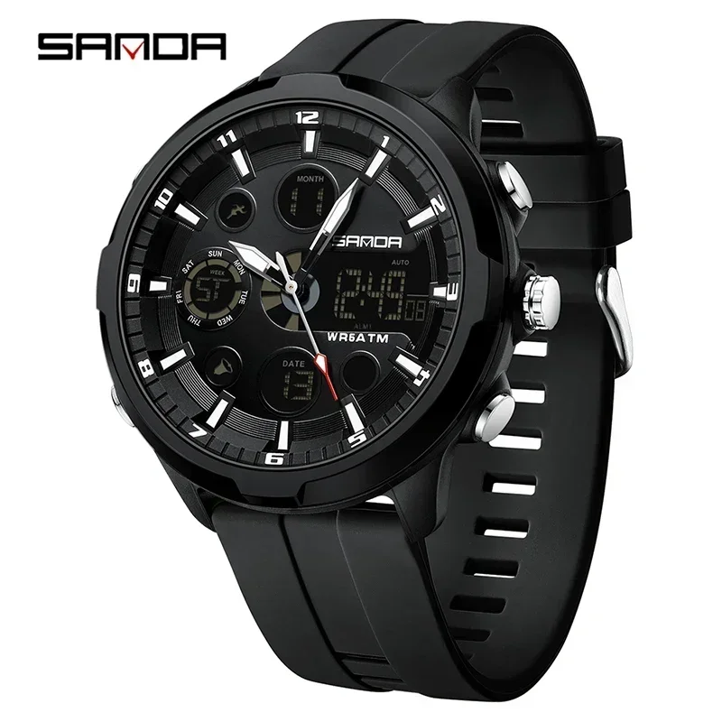 SANDA 9053 Military Digital Quartz Watch with Dual Display, Alarm and Luminous Feature (50M Waterproof) SANDA 9053 Military Digital Quartz Watch with Dual Display, Alarm and Luminous Feature (50M Waterproof) - Image 3