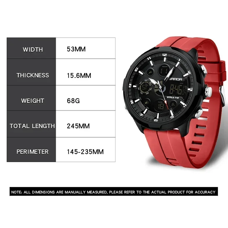 SANDA 9053 Military Digital Quartz Watch with Dual Display, Alarm and Luminous Feature (50M Waterproof) SANDA 9053 Military Digital Quartz Watch with Dual Display, Alarm and Luminous Feature (50M Waterproof) - Image 5