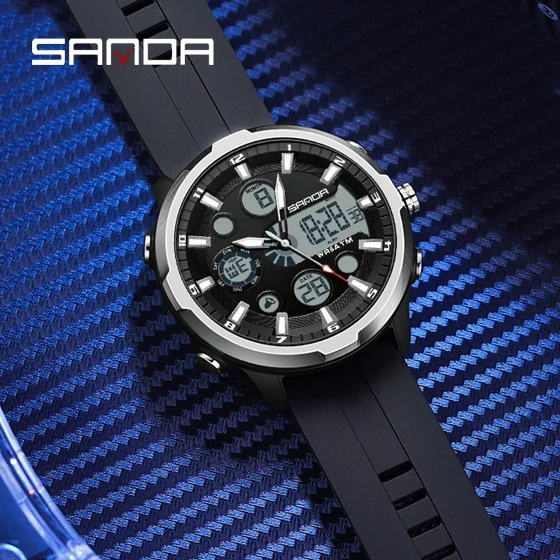 SANDA 9053 Military Digital Quartz Watch with Dual Display, Alarm and Luminous Feature (50M Waterproof) SANDA 9053 Military Digital Quartz Watch with Dual Display, Alarm and Luminous Feature (50M Waterproof) - Image 2