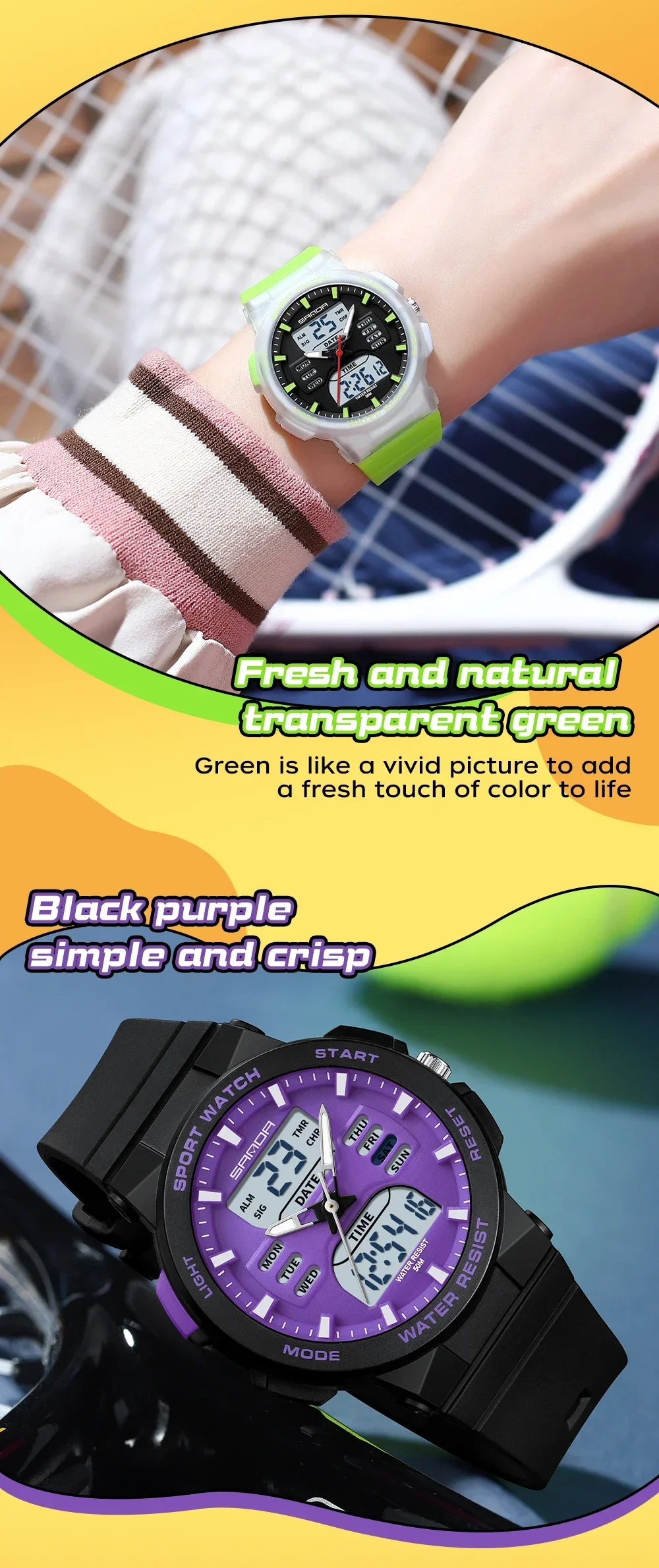 SANDA 6185 Digital Sport Casual Ladies Dual Display Watch for Women Military Waterproof Quartz Shockproof Womens Wristwatches SANDA 6185 Digital Sport Casual Ladies Dual Display Watch for Women Military Waterproof Quartz Shockproof Womens Wristwatches
