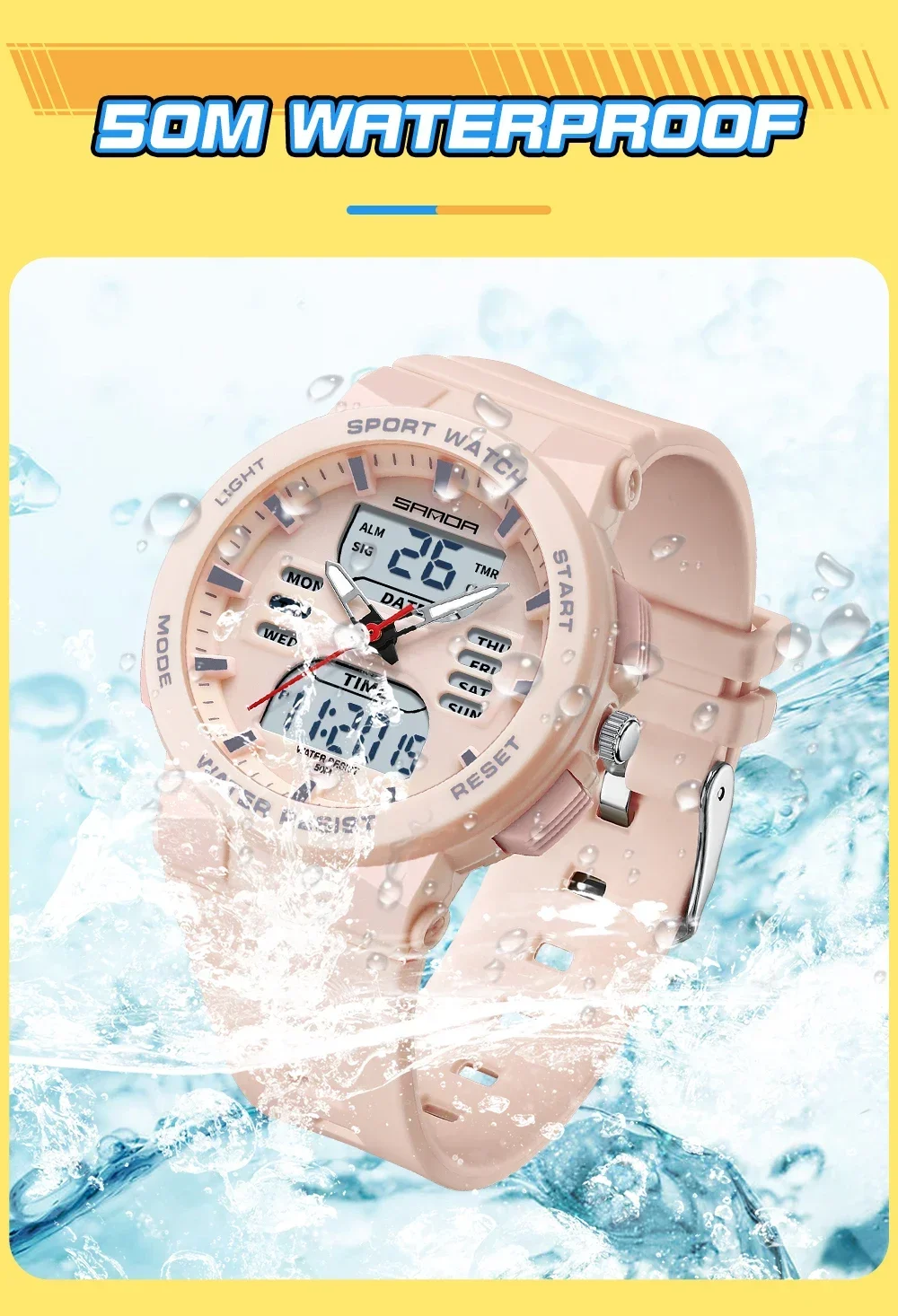 SANDA 6185 Digital Sport Casual Ladies Dual Display Watch for Women Military Waterproof Quartz Shockproof Womens Wristwatches SANDA 6185 Digital Sport Casual Ladies Dual Display Watch for Women Military Waterproof Quartz Shockproof Womens Wristwatches