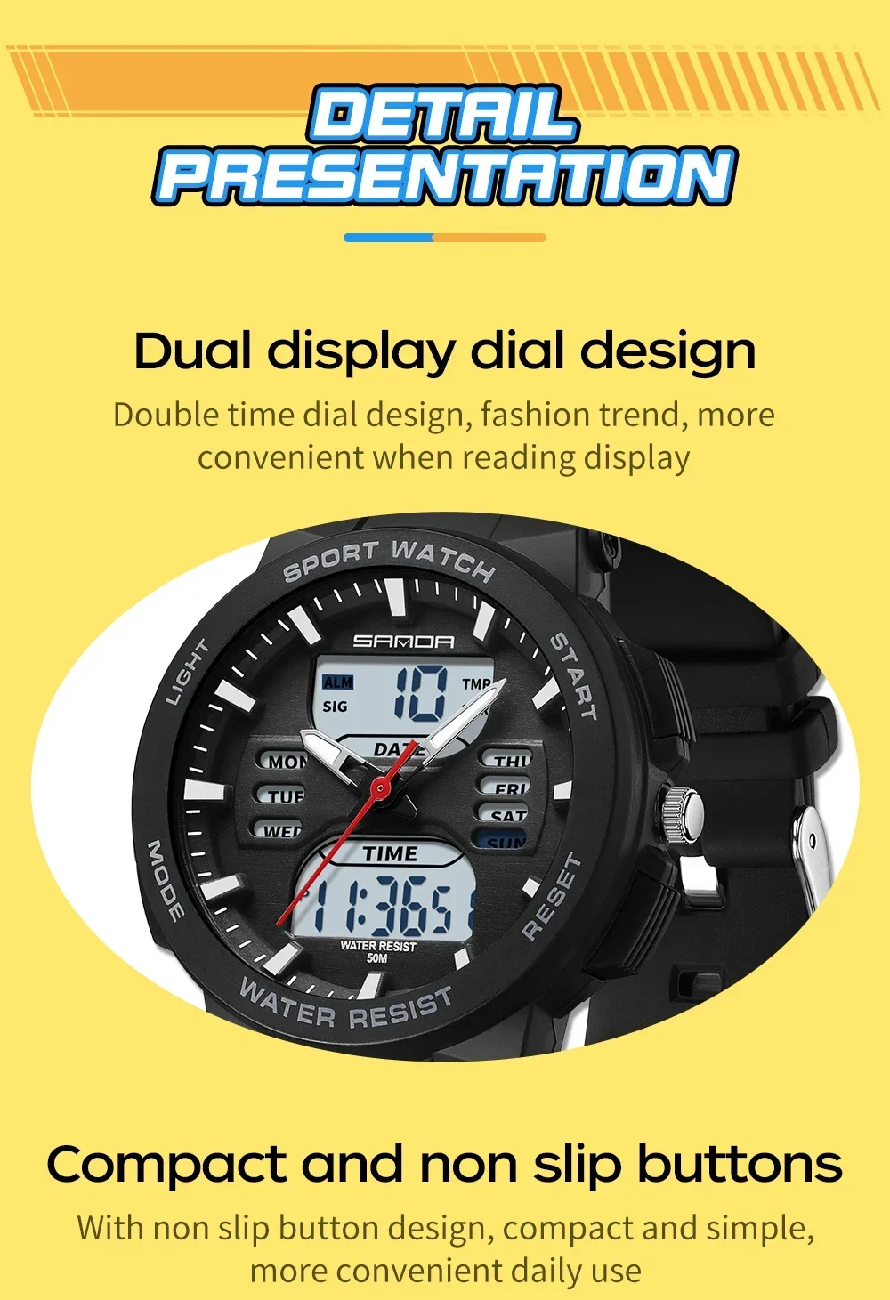 SANDA 6185 Digital Sport Casual Ladies Dual Display Watch for Women Military Waterproof Quartz Shockproof Womens Wristwatches SANDA 6185 Digital Sport Casual Ladies Dual Display Watch for Women Military Waterproof Quartz Shockproof Womens Wristwatches