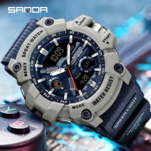 SANDA 3179 Military Digital Dual Display Watch for Men with Luminous Display (50M Waterproof)