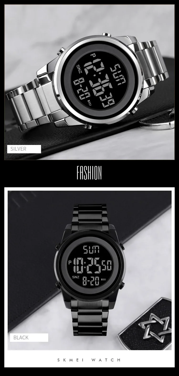 SKMEI Luxury Man Stainless Steel Electronic Sports Digital Mens Wristwatches Waterproof Watch for Men Clock Reloj Masculino 1611 SKMEI Luxury Man Stainless Steel Electronic Sports Digital Mens Wristwatches Waterproof Watch for Men Clock Reloj Masculino 1611
