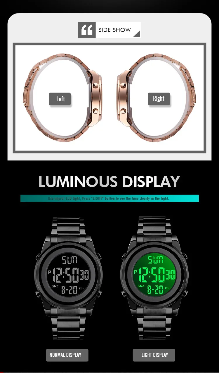 SKMEI Luxury Man Stainless Steel Electronic Sports Digital Mens Wristwatches Waterproof Watch for Men Clock Reloj Masculino 1611 SKMEI Luxury Man Stainless Steel Electronic Sports Digital Mens Wristwatches Waterproof Watch for Men Clock Reloj Masculino 1611