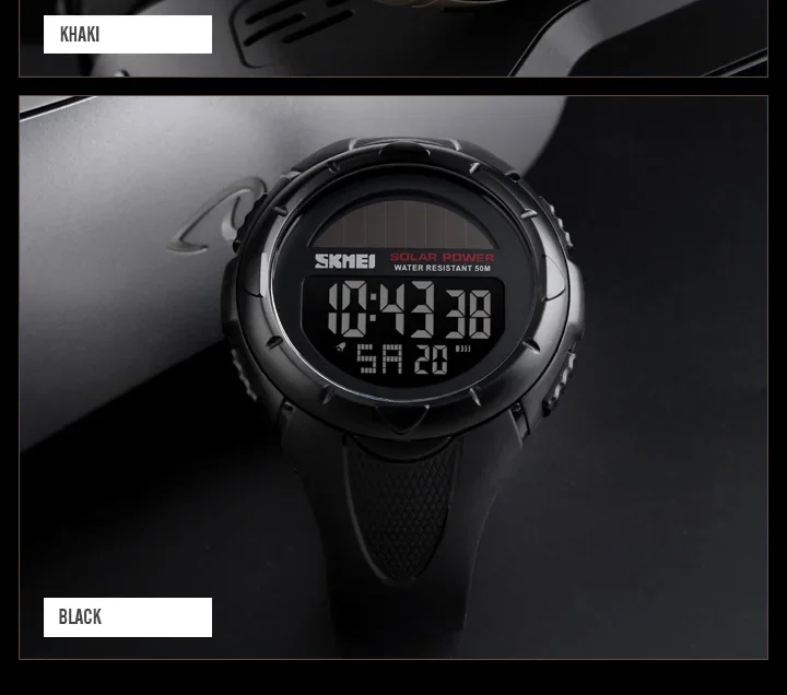 SKMEI Digital Sports Watch for Men Solar Waterproof Electronic Mens Wristwatches Countdown Alarm Clock 1025 Reloj Hombre 1405