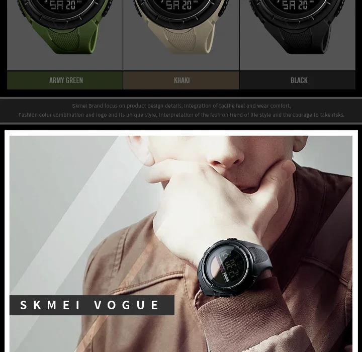SKMEI Digital Sports Watch for Men Solar Waterproof Electronic Mens Wristwatches Countdown Alarm Clock 1025 Reloj Hombre 1405