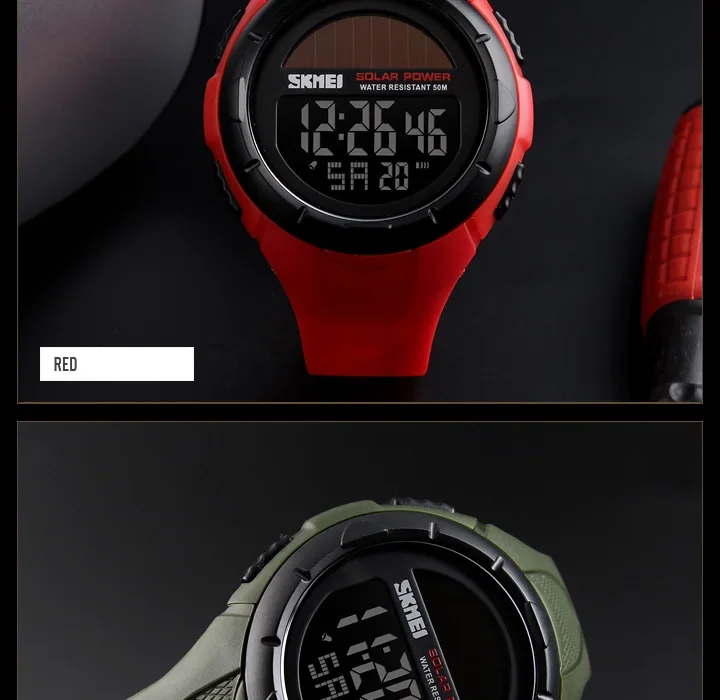 SKMEI Digital Sports Watch for Men Solar Waterproof Electronic Mens Wristwatches Countdown Alarm Clock 1025 Reloj Hombre 1405