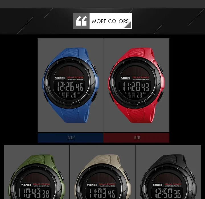 SKMEI Digital Sports Watch for Men Solar Waterproof Electronic Mens Wristwatches Countdown Alarm Clock 1025 Reloj Hombre 1405