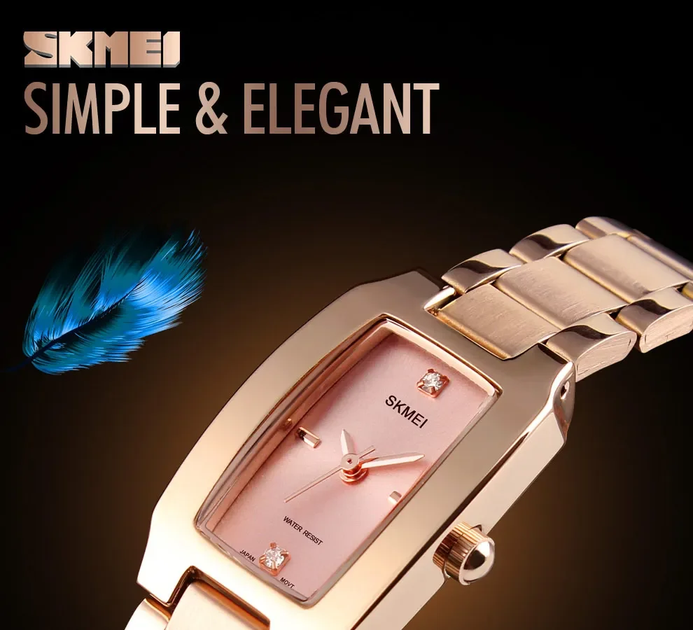 SKMEI Luxury Quartz Wristwatches Ladies Stainless Steel Waterproof Watch for Women Girl Sports Clock 1620 Relogio Feminino 1400