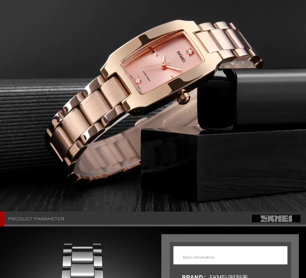 SKMEI Luxury Quartz Wristwatches Ladies Stainless Steel Waterproof Watch for Women Girl Sports Clock 1620 Relogio Feminino 1400