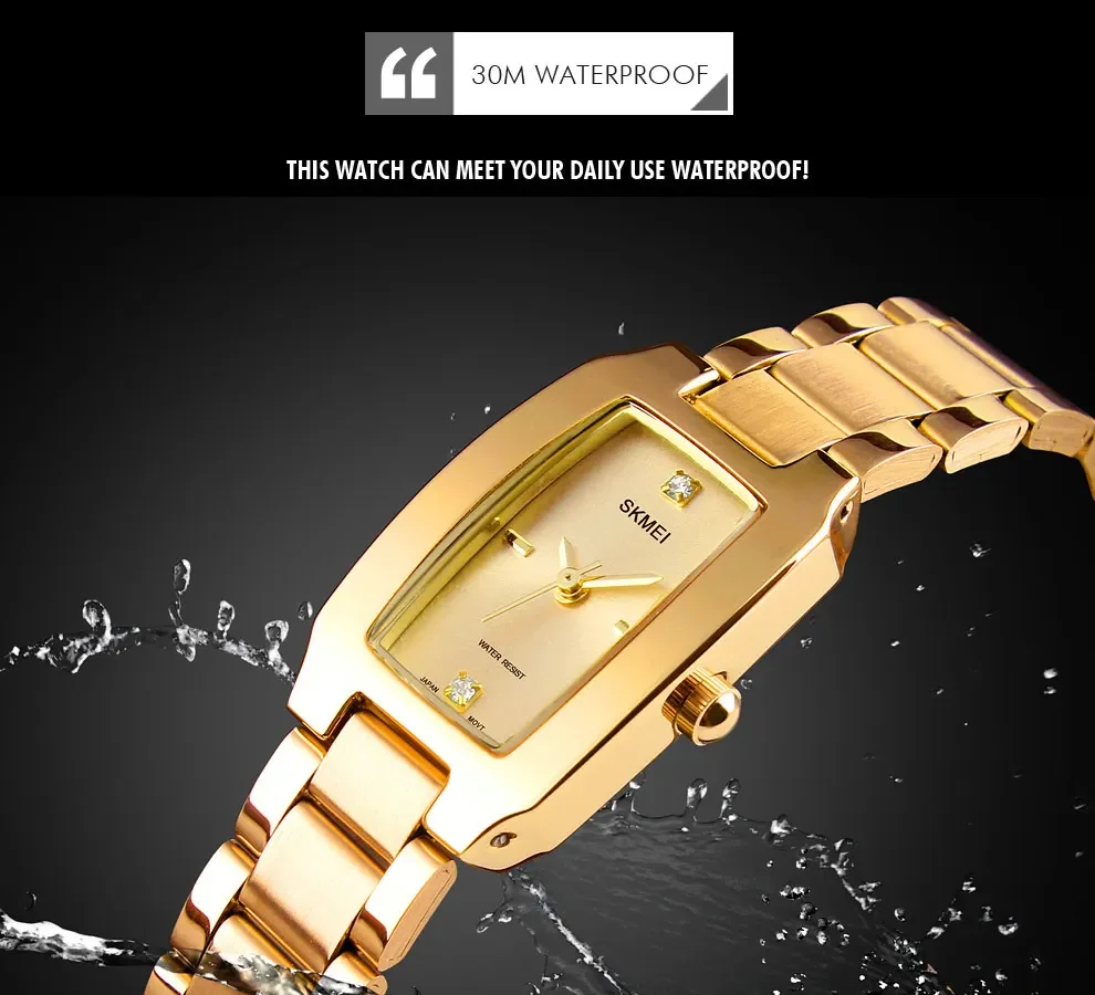 SKMEI Luxury Quartz Wristwatches Ladies Stainless Steel Waterproof Watch for Women Girl Sports Clock 1620 Relogio Feminino 1400