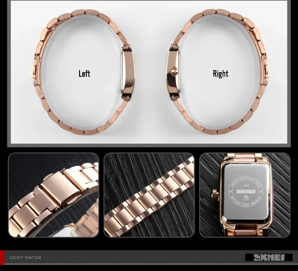 SKMEI Luxury Quartz Wristwatches Ladies Stainless Steel Waterproof Watch for Women Girl Sports Clock 1620 Relogio Feminino 1400