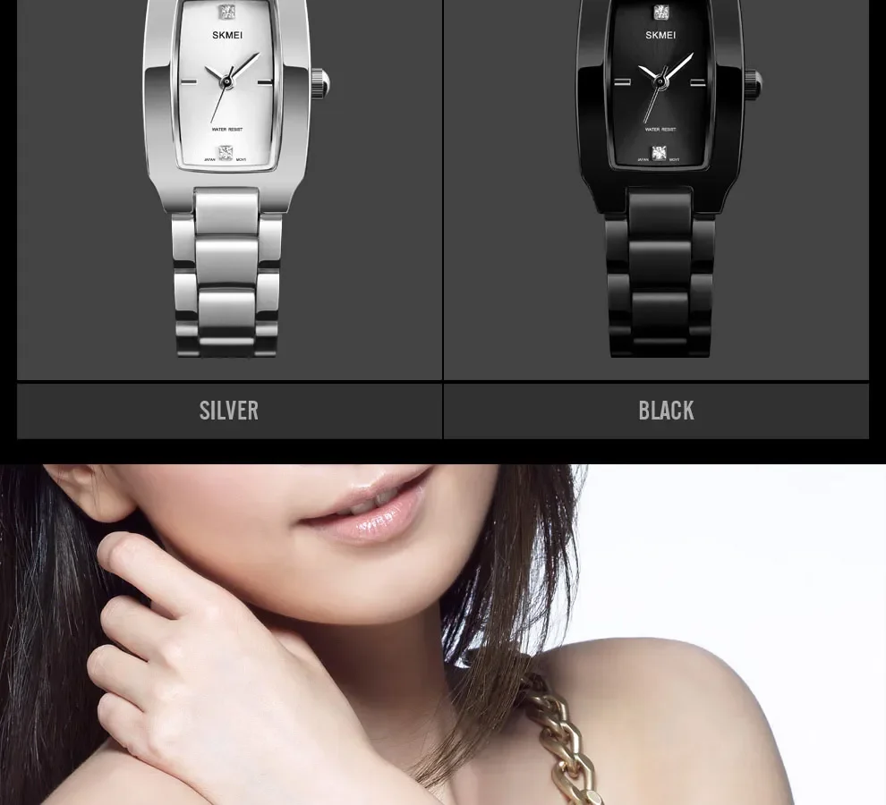 SKMEI Luxury Quartz Wristwatches Ladies Stainless Steel Waterproof Watch for Women Girl Sports Clock 1620 Relogio Feminino 1400