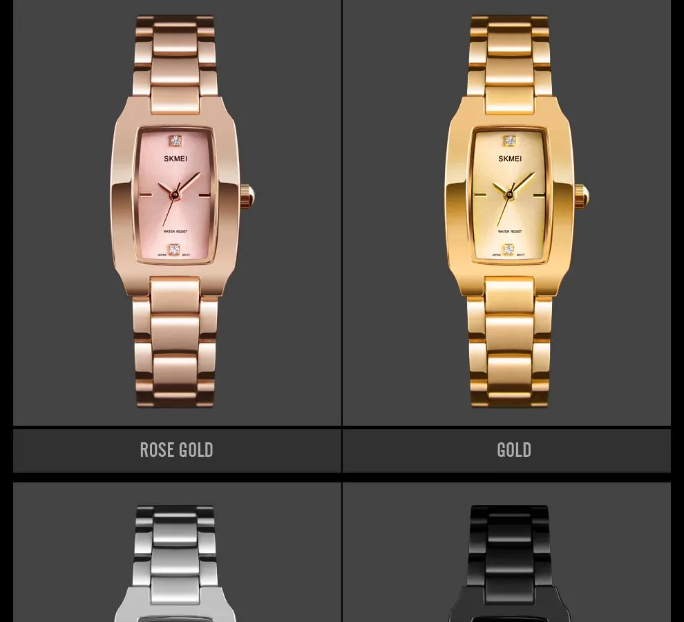 SKMEI Luxury Quartz Wristwatches Ladies Stainless Steel Waterproof Watch for Women Girl Sports Clock 1620 Relogio Feminino 1400
