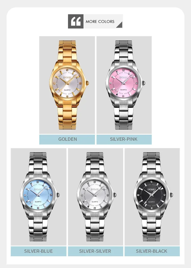 SKMEI Luxury Quartz Watch for Women Time Stainless Steel Calendar Date Ladies Simple Grace Waterproof Womens Wristwatches 1620