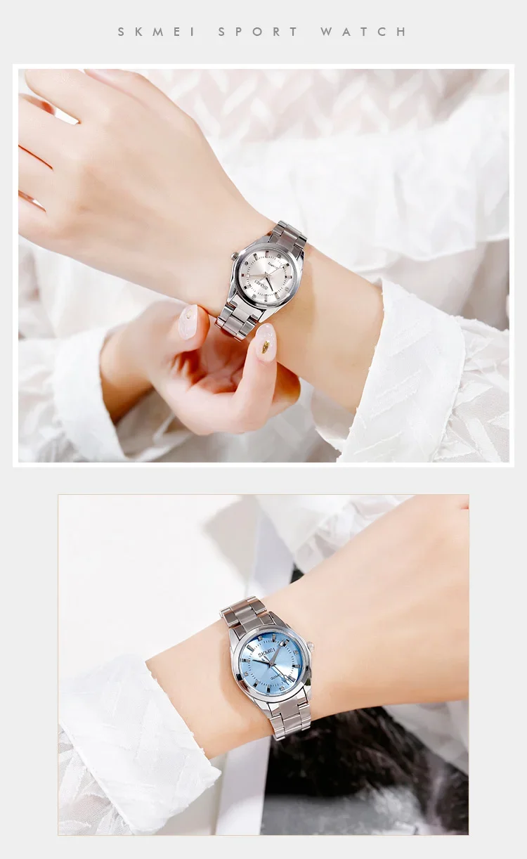 SKMEI Luxury Quartz Watch for Women Time Stainless Steel Calendar Date Ladies Simple Grace Waterproof Womens Wristwatches 1620