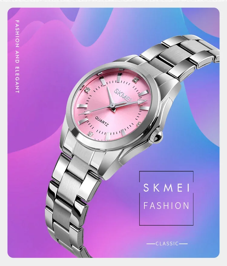 SKMEI Luxury Quartz Watch for Women Time Stainless Steel Calendar Date Ladies Simple Grace Waterproof Womens Wristwatches 1620
