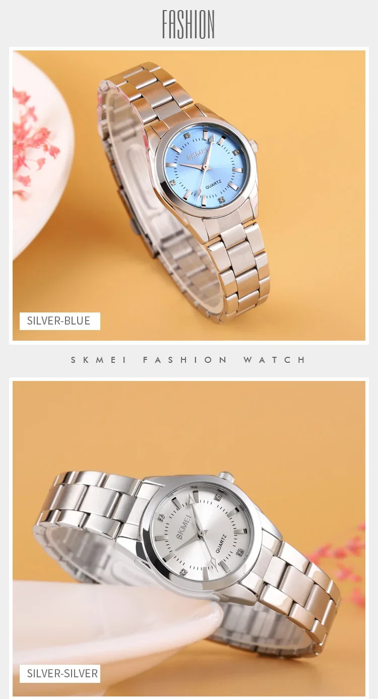 SKMEI Luxury Quartz Watch for Women Time Stainless Steel Calendar Date Ladies Simple Grace Waterproof Womens Wristwatches 1620